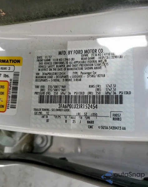 2018 Ford Fusion Se Hybrid from USA, damaged, VIN 3FA6P0LU2JR152454
